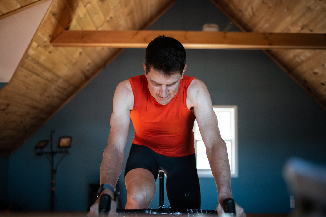 Ted King Riding a Saris H3 Plus trainer + MP1 Nfinity Platform