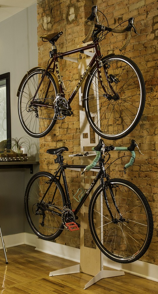 The Hottie 2 Bike Storage Stand, a Beautiful & Elegant Fusion of Wood and steel
