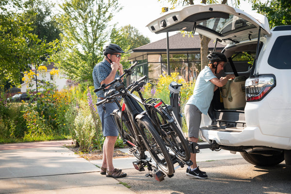 Door County 2-Bike Motorized Hitch Rack, Electric Lift, Easy Tilt & Electric Rear Lights