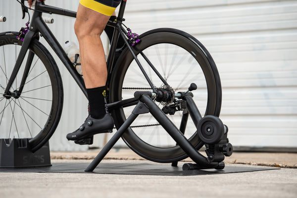 Rider training at low intensity on the Saris MAG Bike Trainer at home