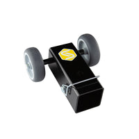Saris Rack Storage Dolly — upright with handle extended, hitch pin slot visible