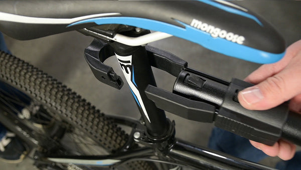 Saris Bike Beam Virtual Top Tube — frame clamp open, ready to attach to non-standard bike frame