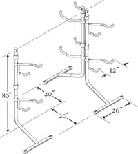 Saris Bike Bunk Wall Mount Storage — line drawing with dimensions and installation measurements