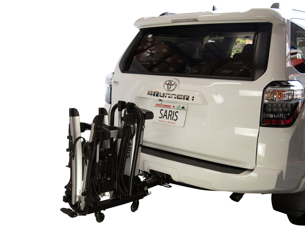 Saris Door County Motorized Hitch Rack folded flat for storage