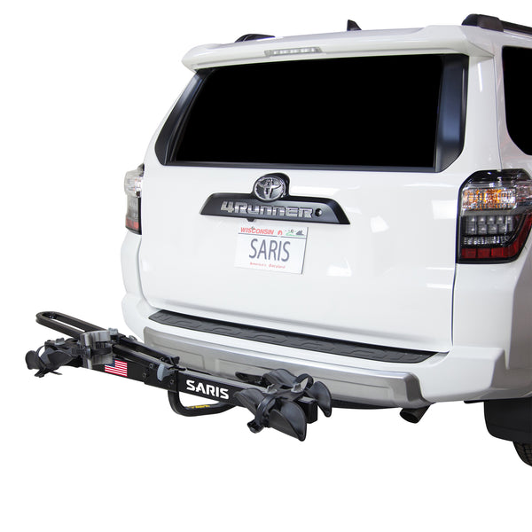Saris Freedom 2-Bike Hitch Rack — ratcheting wheel cradle detail