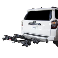 Saris Freedom 4-Bike Hitch Rack — loaded with bikes on vehicle