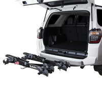 Saris Freedom 4-bike rack — tilt-away with four bikes mounted