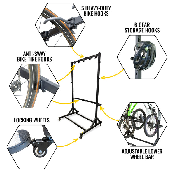 Bicycle Wardrobe 5-Bike Storage Rack
