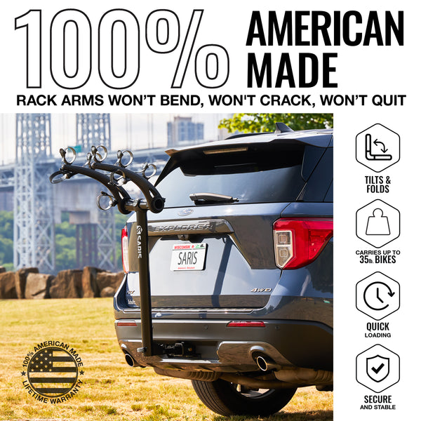 Bones 3-Bike Hitch Rack With Easy Fold Design and Tilting Base