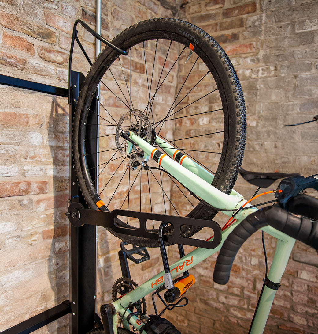 Universal Bike Trac Vertical Bike Storage Solution with Locking Feature