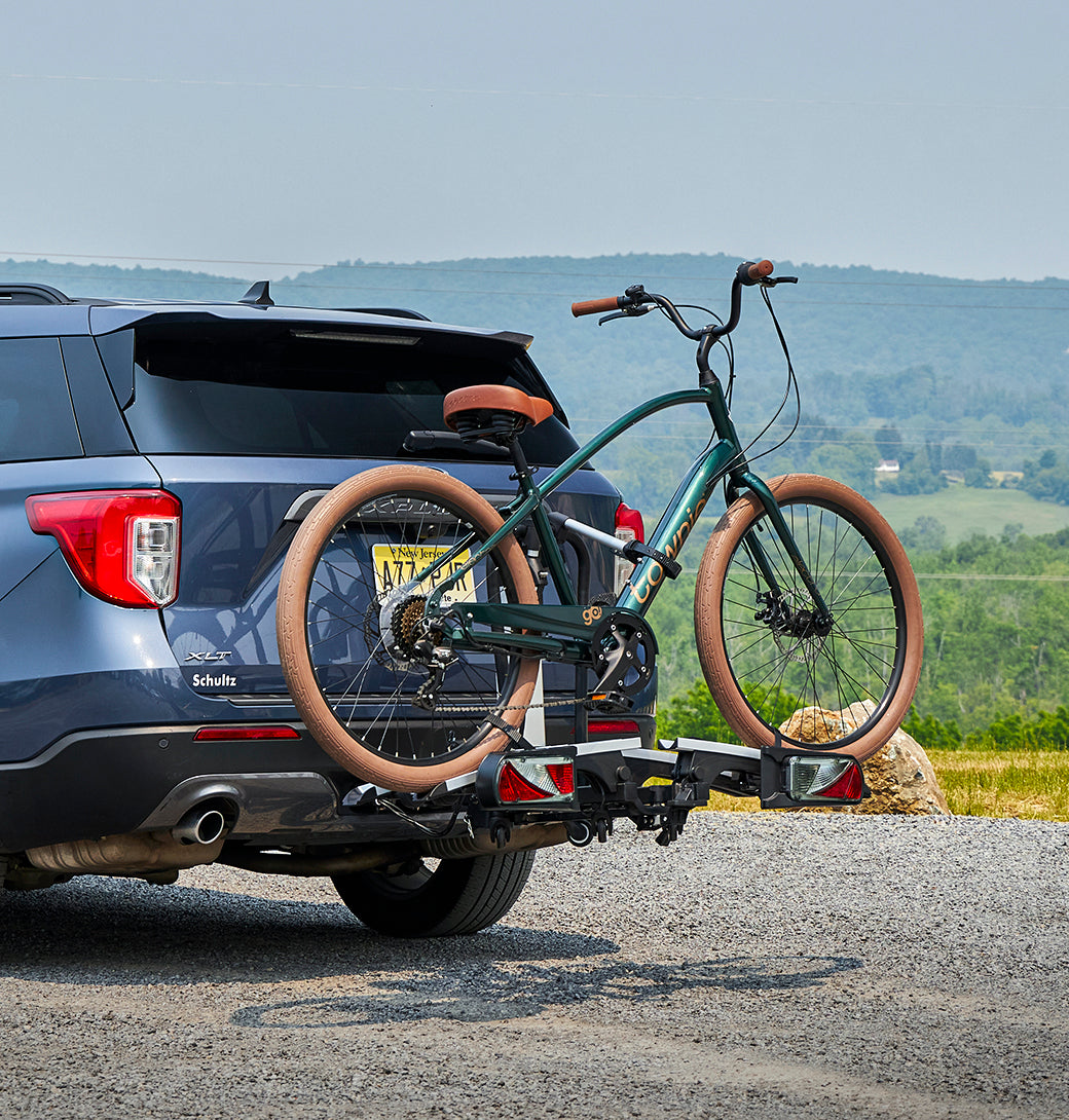 Door County 2-Bike Motorized Hitch Rack, Electric Lift, Easy Tilt & Electric Rear Lights