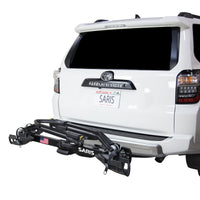Saris SuperClamp G3 2-Bike Hitch Rack — arms folded flat for storage or off-season