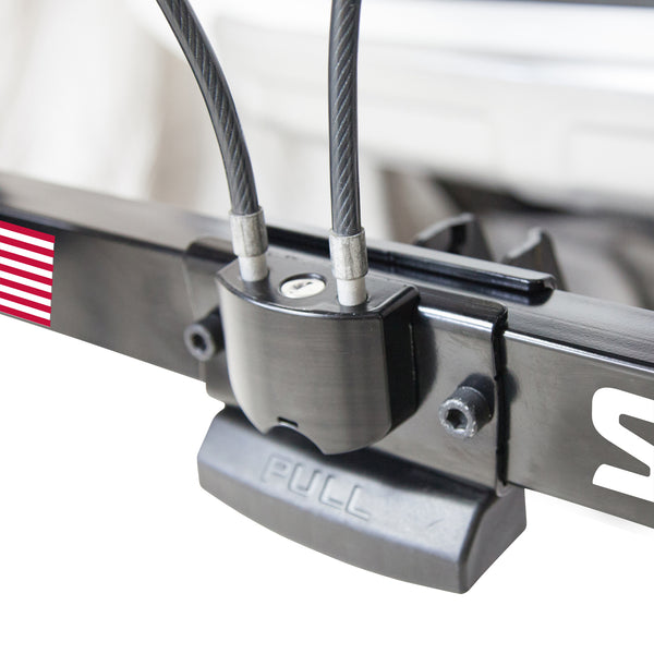 Two bikes secured on the Saris SuperClamp G3 2-Bike Hitch Rack on an SUV