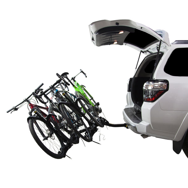 Saris SuperClamp G3 4-Bike Hitch Rack — four evenly spaced cradle arms