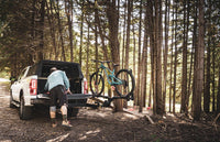 Saris Hitch Swing Away Arm Adapter — folded position with hitch rack installed