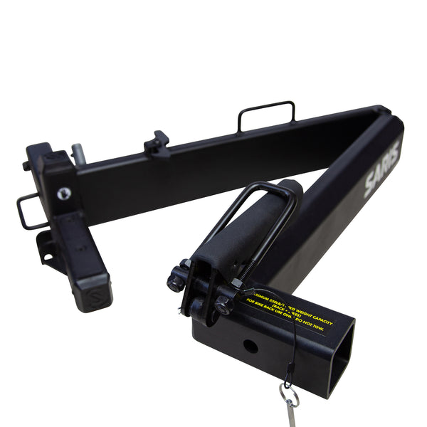 Saris Hitch Swing Away Adapter — arm swung open for rear access without removing rack