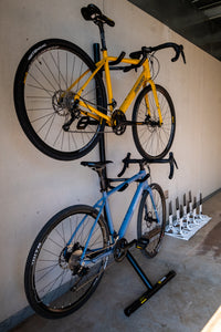 Saris Bike Bunk Horizontal Storage — stores two bikes vertically on wall