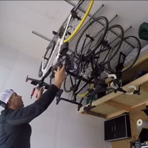 Saris Cycle Glide Ceiling Bike Rack, 4 Bike Hooks for Garage