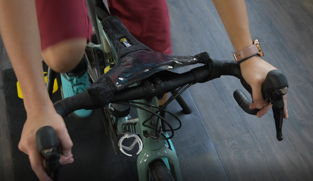 Bike Frame Sweat Guard with Phone Pouch for Indoor Cycling Training